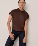 Ann Taylor Tops And Blouses|Faux Suede Horsebit Top Dark Brown