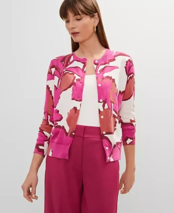Ann Taylor Sweaters|All Sweaters|Floral Ann Cardigan Rose Violet
