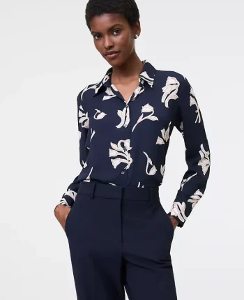 Ann Taylor Tops And Blouses|Floral Button Down Shirt Night Sky
