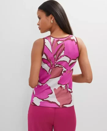 Ann Taylor Sweaters|All Sweaters|Floral Knit Shell Rose Violet