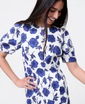 Ann Taylor Dresses|Floral Linen Blend Midi Dress Electric Periwinkle