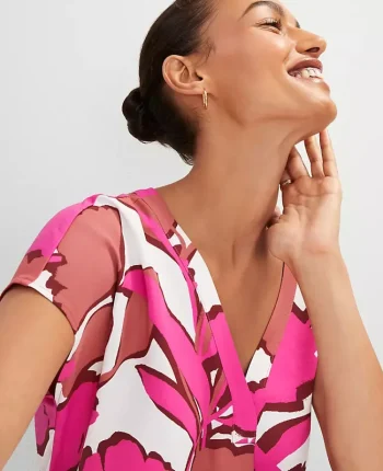 Ann Taylor Tops And Blouses|Floral Mixed Media Top Rose Violet