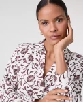 Ann Taylor Tops And Blouses|Floral Satin Essential Shirt Winter Whtie