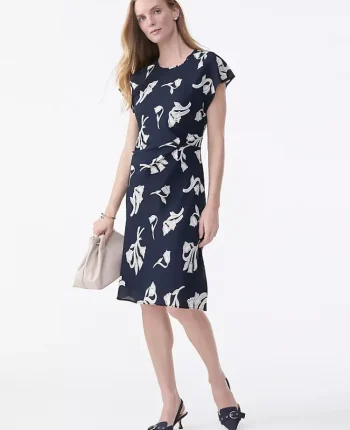 Ann Taylor Dresses|Floral Twist Midi Dress Night Sky