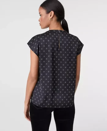 Ann Taylor Tops And Blouses|Geo Satin Cowl Neck Blouse Black
