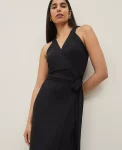 Ann Taylor Dresses|Halter Wrap Midi Dress Black