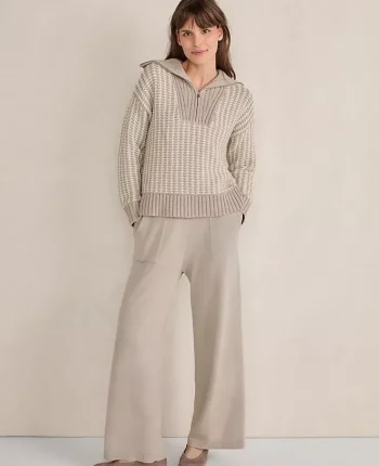 Ann Taylor All Weekend|Haven Well Within Organic Cotton Knit Wide Leg Pants Blue Fog