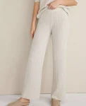 Ann Taylor All Weekend|Haven Well Within Organic Cotton Ribbed Straight Leg Pants Full Moon Grey