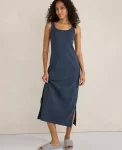 Ann Taylor All Weekend|Haven Well Within Organic Cotton Rib Knit Midi Dress Twilight Navy