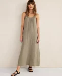Ann Taylor All Weekend|Haven Well Within Organic Cotton Gauze V-Neck Midi Dress Vetiver-Haven