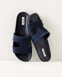 Ann Taylor All Weekend|Haven Well Within Suede Cutout Slides True Navy