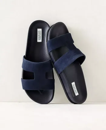 Ann Taylor All Weekend|Haven Well Within Suede Cutout Slides True Navy