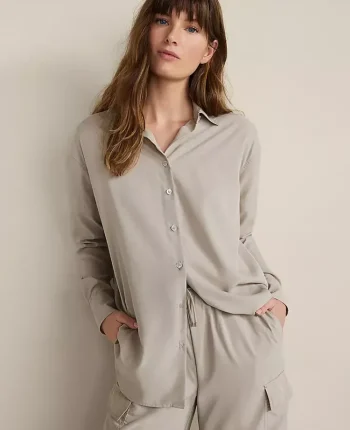 Ann Taylor All Weekend|Haven Well Within The Daily Shirt In Drapey Modal Blue Fog