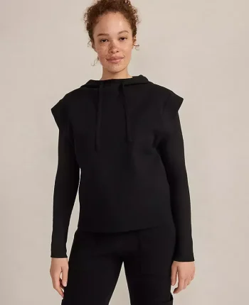 Ann Taylor All Weekend|Haven Well Within Viscose Blend Sleeveless Hoodie Black