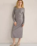 Ann Taylor All Weekend|Haven Well Within Wide Rib Knit Drapey Maxi Dress Fog Grey Heather