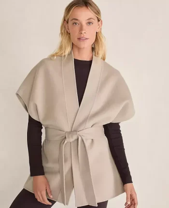 Ann Taylor All Weekend|Haven Well Within Wool Blend Tie-Front Vest Blue Fog