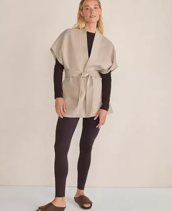 Ann Taylor All Weekend|Haven Well Within Wool Blend Tie-Front Vest Blue Fog