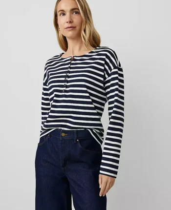 Ann Taylor Tops And Blouses|Henley Popover Pure Sapphire