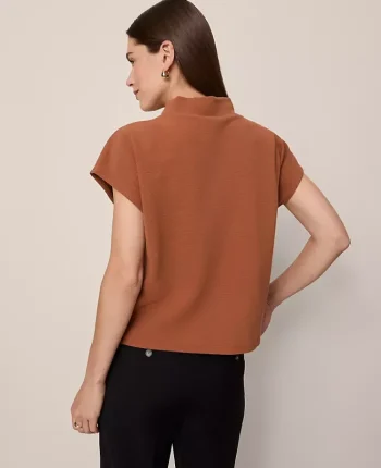 Ann Taylor Tops And Blouses|Horsebit Mock Neck Top Spiced Cider