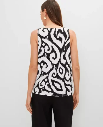 Ann Taylor Tops And Blouses|Ikat Mixed Media Shell Black