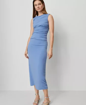 Ann Taylor Dresses|Knit Ruched Sheath Dress Cool Cascades