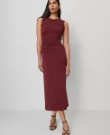 Ann Taylor Dresses|Knit Ruched Sheath Dress Windsor Wine