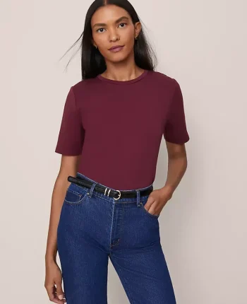 Ann Taylor Tops And Blouses|Lace Back Ponte Top Windsor Wine