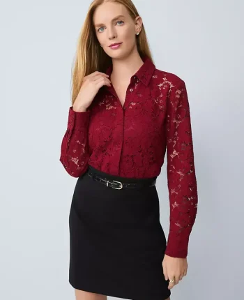 Ann Taylor Tops And Blouses|Lace Shirt Cherry Pie