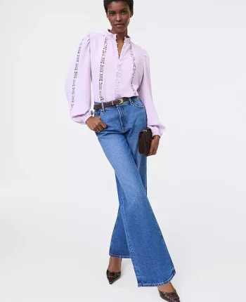 Ann Taylor Tops And Blouses|Lace Trim Blouse Sunrise Lavender