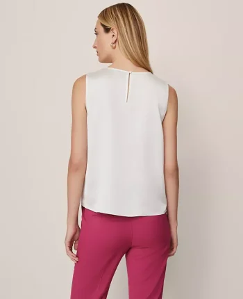 Ann Taylor Tops And Blouses|Lace Trim Tank Winter White