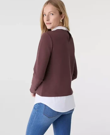 Ann Taylor Tops And Blouses|Layered Mixed Media Top Rich Walnut