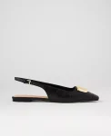 Ann Taylor Weekend Shoes|Weekend Shoes|Leather Buckle Slingback Flat Black