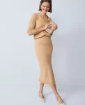Ann Taylor Skirts|Sweaters|Lurex Midi Sweater Skirt Cafe Au Lait