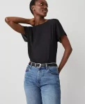 Ann Taylor Tops And Blouses|Mixed Media Crew Neck Tee Black
