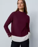 Ann Taylor Tops And Blouses|Mixed Media Mock Neck Top Poised Plum