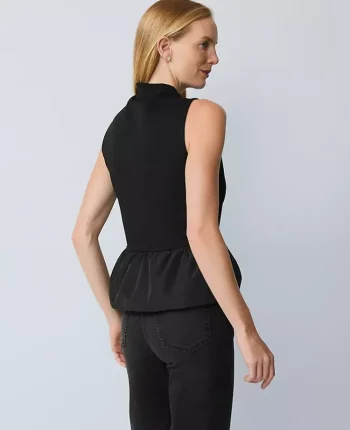 Ann Taylor Tops And Blouses|Mixed Media Peplum Top Black