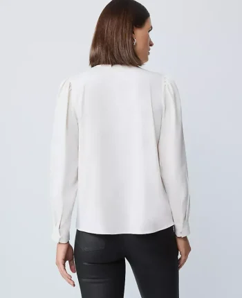 Ann Taylor Tops And Blouses|Mixed Media Pintuck Top Winter White
