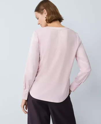 Ann Taylor Tops And Blouses|Mixed Media Pleat Front Top Faint Lilac