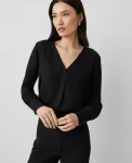 Ann Taylor Tops And Blouses|Mixed Media Pleat Front Top Black
