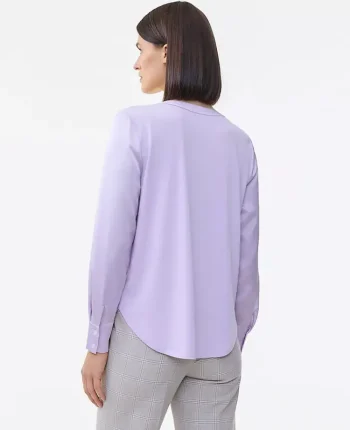 Ann Taylor Tops And Blouses|Mixed Media Pleat Front Top Sunrise Lavender