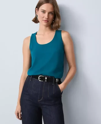 Ann Taylor Tops And Blouses|Mixed Media Tank Top Pacific Shore