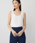 Ann Taylor Tops And Blouses|Mixed Media Tank Top Winter White