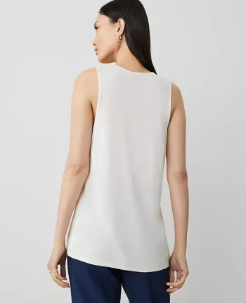 Ann Taylor Tops And Blouses|Mixed Media Tank Top Winter White