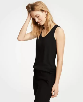 Ann Taylor Tops And Blouses|Mixed Media Tank Top Core Black