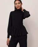 Ann Taylor Sweaters|All Sweaters|Mixed Media Turtleneck Sweater Black
