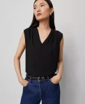 Ann Taylor Tops And Blouses|Mixed Media V-Neck Top Black