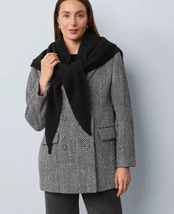 Ann Taylor Ponchos And Kimonos|Ponchos & Kimonos|Oversized Triangle Wrap Scarf Black