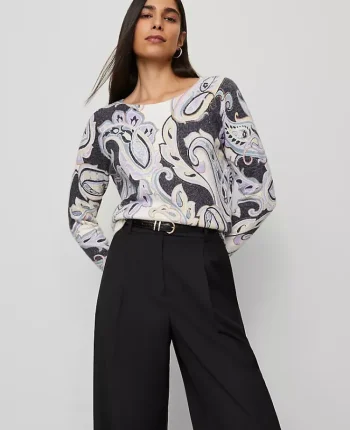 Ann Taylor Sweaters|All Sweaters|Paisley Boatneck Sweater Night Sky