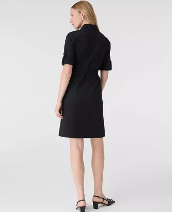 Ann Taylor Petite Dresses|Petite Belted Flare Dress Black