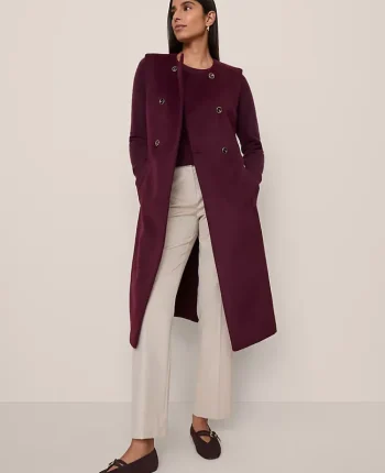Ann Taylor Jackets And Blazers|Petite Jackets And Blazers|Petite Belted Trench Vest Poised Plum